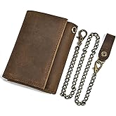 Alkenred Mens leather wallet Chain small RFID Blocking trifold Wallet Slim Minimalist Western Wallet For Men with Credit Cards(brown)