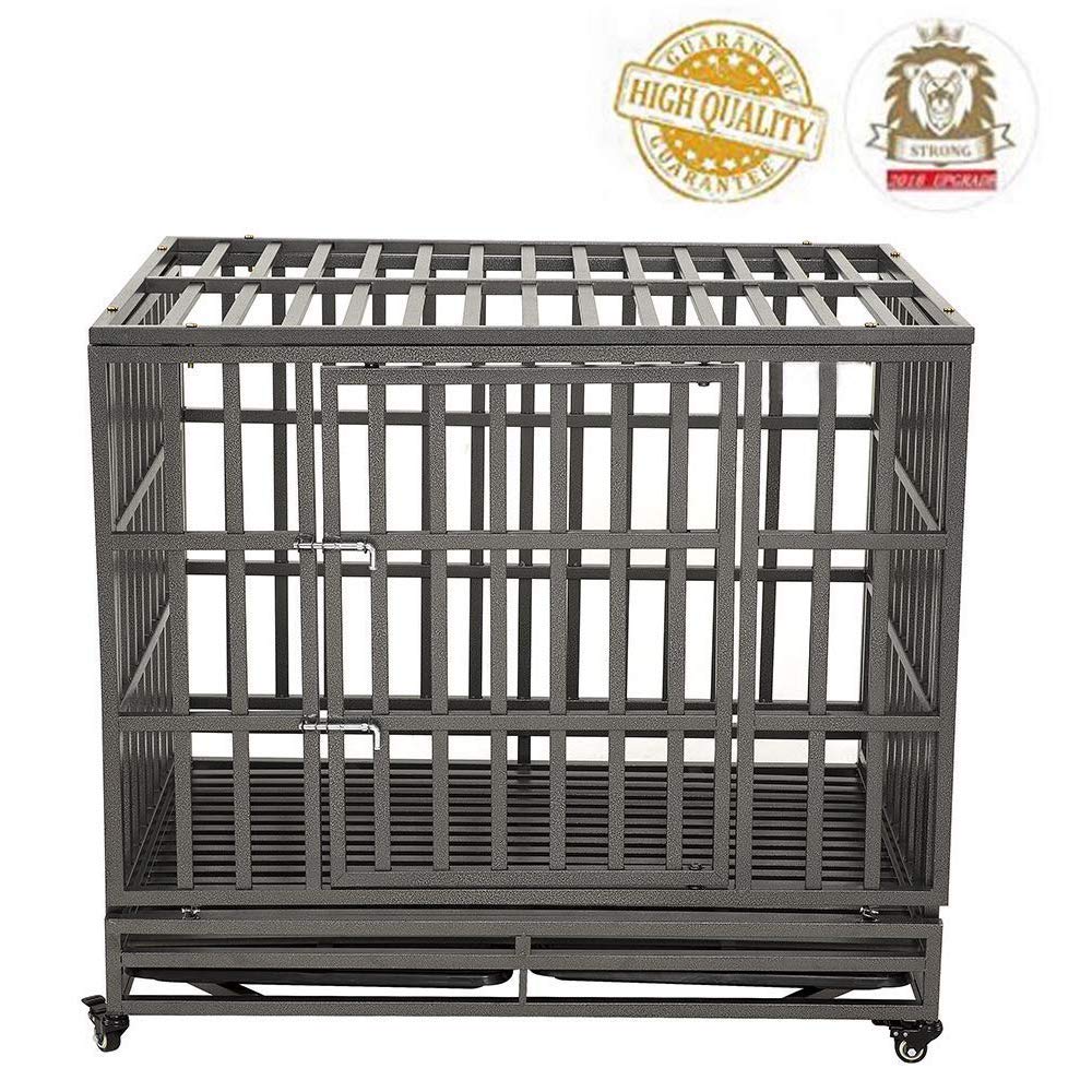 LUCKUP Heavy Duty Dog Cage Strong Metal Kennel and Crate for Medium and Large Dogs, Pet Playpen