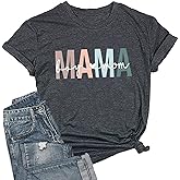 Mama Shirts for Women Boy Mom Graphic Tshirt Funny Letter Print Short Sleeve Tee Tops Mother Gifts T-Shirt