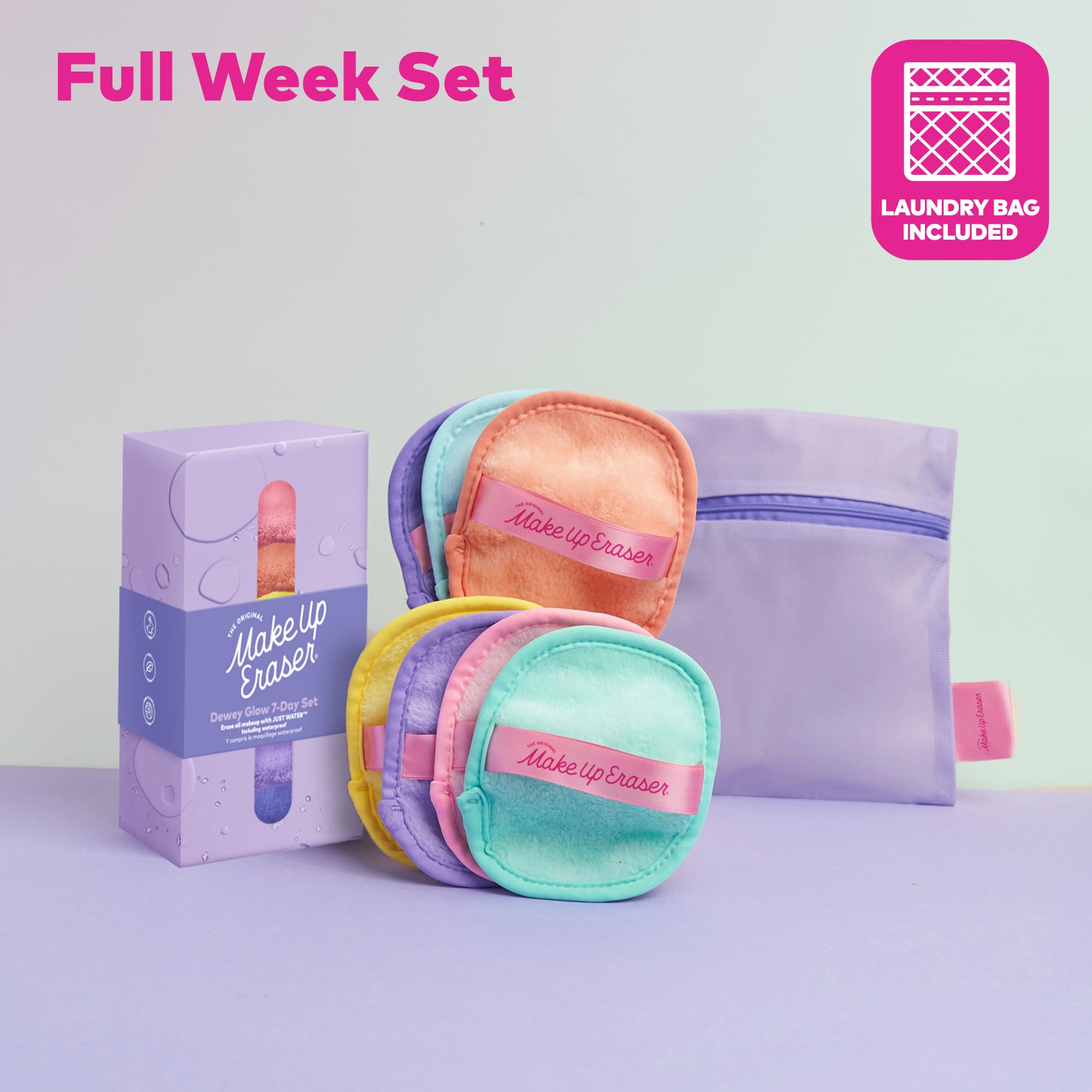 The Original MakeUp Eraser, 7-Day Set, Erase All Makeup with Just Water, Including Waterproof Mascara, Eyeliner, Foundation, Lipstick, Sunscreen, and More! 7ct