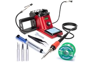 YIHUA 926 III 110W Soldering Iron Station Kit with LED Display, 2 Helping Hands, 3 Extra Iron Tips, 35g Lead-Free Solder, Solder Sucker, S/S Tweezers, °C/°F Conversion, Calibration & Sleep Features