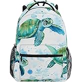 ZOEO Sea Turtles Teal Backpacks 3rd 4th 5th Grade School Bookbags Travel Laptop Daypack Bag Purse for Boys Girls Teens