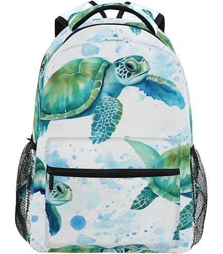 Sea Turtle Backpack for Boys Ocean Lovers Multi-Pocket Polyester Bookbag Amazon.com | Sea Turtle Tortoise Backpack for Boy Girl  main image 4
