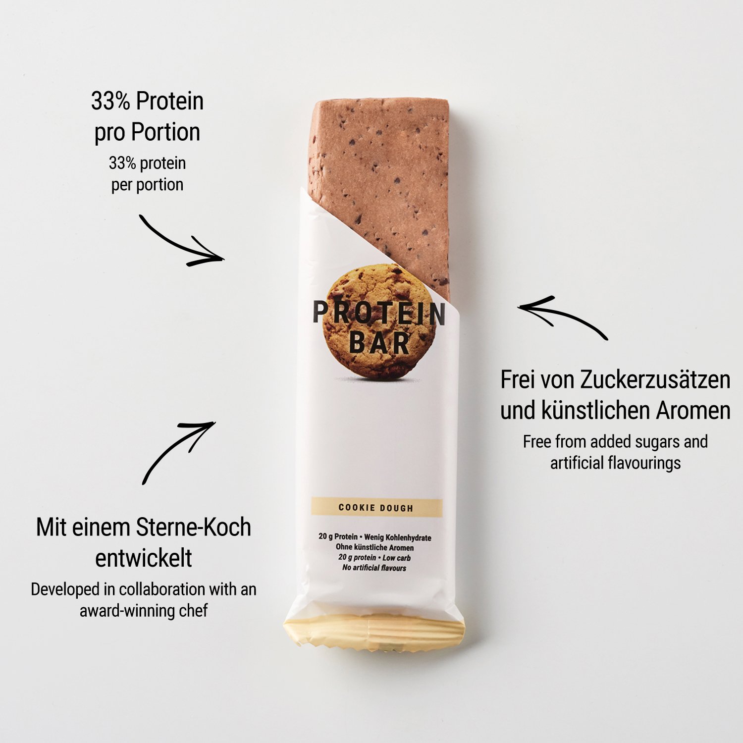 foodspring Protein Bar Cookie Dough, 12Pack Protein Snack Without