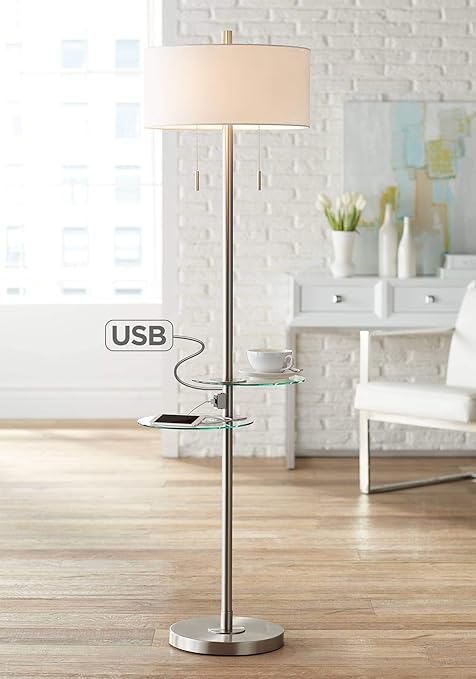 Possini Euro Concierge Double Tray Floor Lamp With Usb