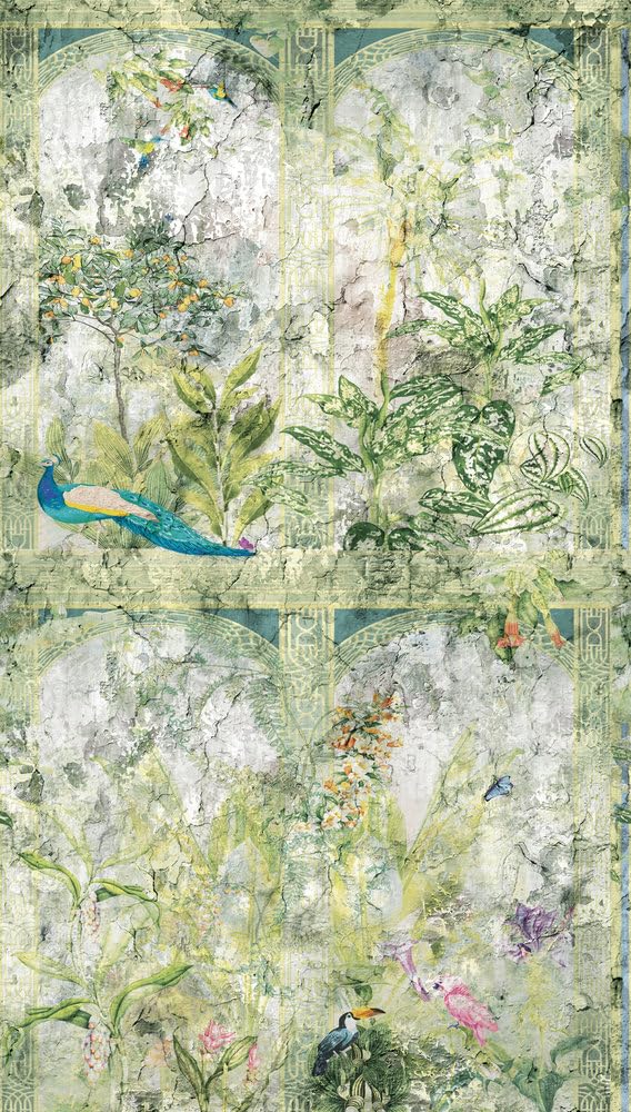A.S. Création Non-Woven Wallpaper - Floral Wallpaper Vintage in White, Blue and Green - Wall Wallpaper for Various Rooms - XXL Wall Picture 2.80 m x 1.59 m