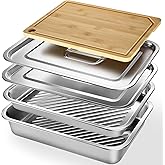 BLAZPATH 5-in-1 Grill Prep Trays and Carry System, Grilling Prep and Serve Trays, Stainless Steel BBQ Meat Marinating Container with Lid and Cutting Board, Large Grilling Meal Carrying Box Accessories