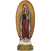 Kreative&Kind Virgen de Guadalupe Statue, Hand-Painted Indoor Virgin Mary Statue Catholic Table Altar Decor, Our Lady of Guadalupe Religious Figurine 11.8 Inch, Religious Gifts for Home & Office