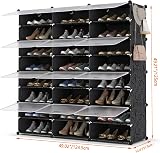 HOMIDEC 7 Tier Plastic Shoe Rack Cabinet with Doors Black 42 Pair view 5