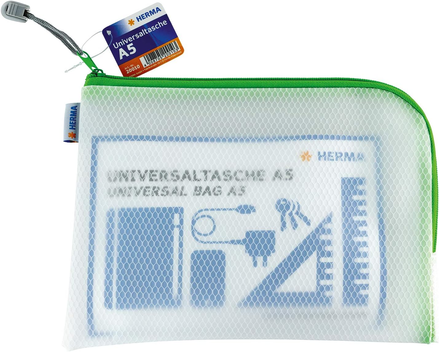 Herma 20010 Zip Toiletry Bag A5, Transparent (26 x 20 cm) Small Zippered Travel Pouch for Cosmetics Liquids, Make-up - Image 3