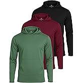 Real Essentials 3 Pack: Men's Mesh Long Sleeve Athletic Pullover Hoodie Sweatshirt Pockets UPF 50+ (Available in Big & Tall)