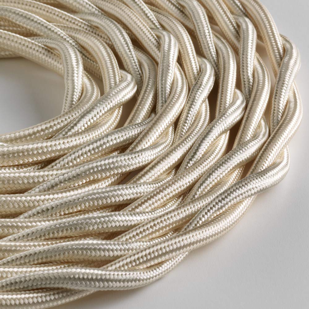 Klartext - Braided textile cable LUMIÈRE TV/LAN, Ivory, 5mt.|Warning: antenna cable and phone together!