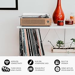 Retro Record Player for Vinyl with Speakers Vintage