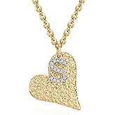 Dremmy Studios 14K Gold Plated Initial Necklaces for Women - Dainty CZ Gold Necklace Personalized Letter Heart Pendant Gift for Her, Special Design Gold Jewelry for Women