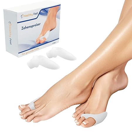HealthyFeet Zehenspreizer [NEU] - 4er Set zur komfortablen Hallux Valgus Korrektur inkl. Mittelzeh - Zehen Schutz für den lin