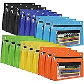YoeeJob 18 Pack 1 Inch Expandable Zipper Pencil Pouches with Clear Window for 3 Ring Binder, Suitable for School & Office(Multicolor)
