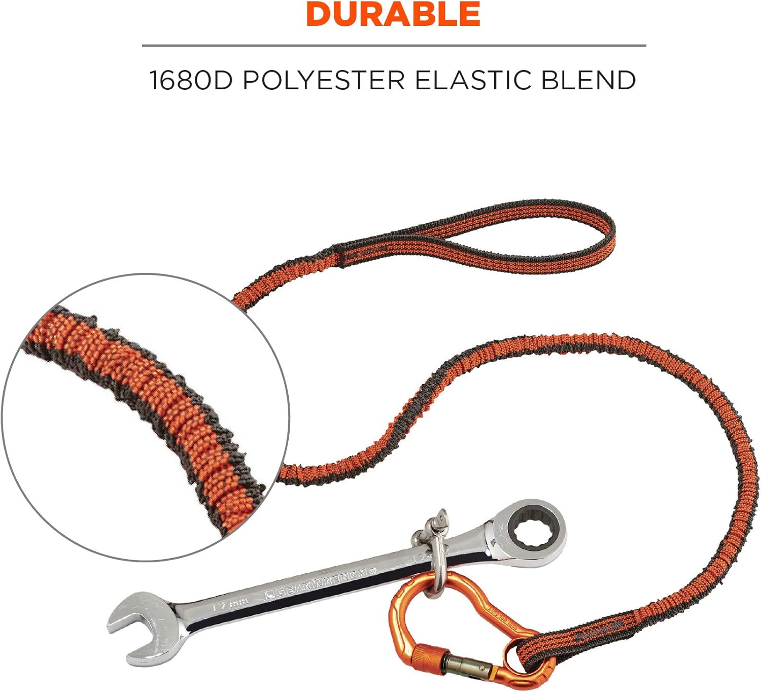Ergodyne Squids 3100F(x) Tool Lanyard, Shock Absorbing with Self-Locking Carabiner and Loop End, Tool Weight Capacity 10lbs - - 