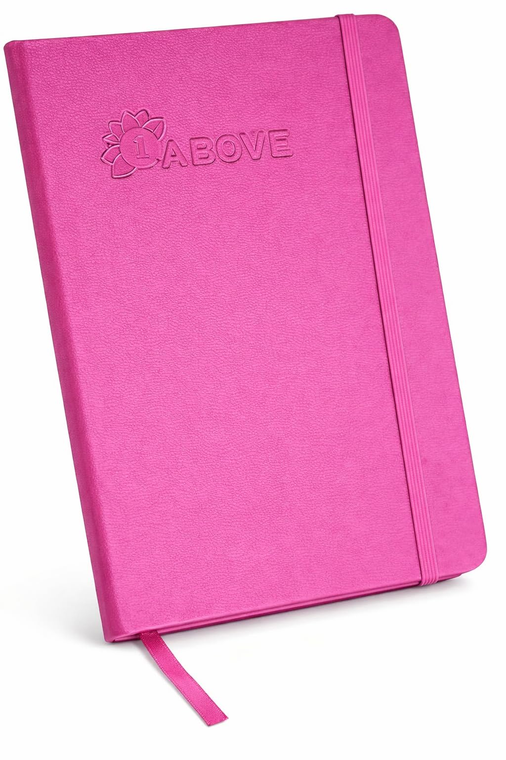 1ABOVE A4 Soft Feel Notebook with Lined Pages | Hardback Journal | Elastic Closure and Ribbon |Paper Pocket | 80gsm | 160 Pages (80 Sheets) -PINK