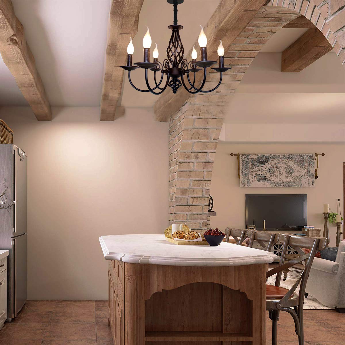 Jaycomey French Country Chandelier Vintage Candle Chandelier 6 Lights Farmhouse Pendant Light Fixture For Kitchen Island Dining Room Living Room Lighting Ceiling Fans Tools Home Improvement Rayvoltbike Com