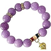 Heavens Tvcz 12.4mm Purple Crystal Bead Bracelet with Gold Heart Pendant – Thai Chakra Energy Jewelry for Women – Emotional Balance, Protection & Love – Spiritual Gift with Positive Vibes