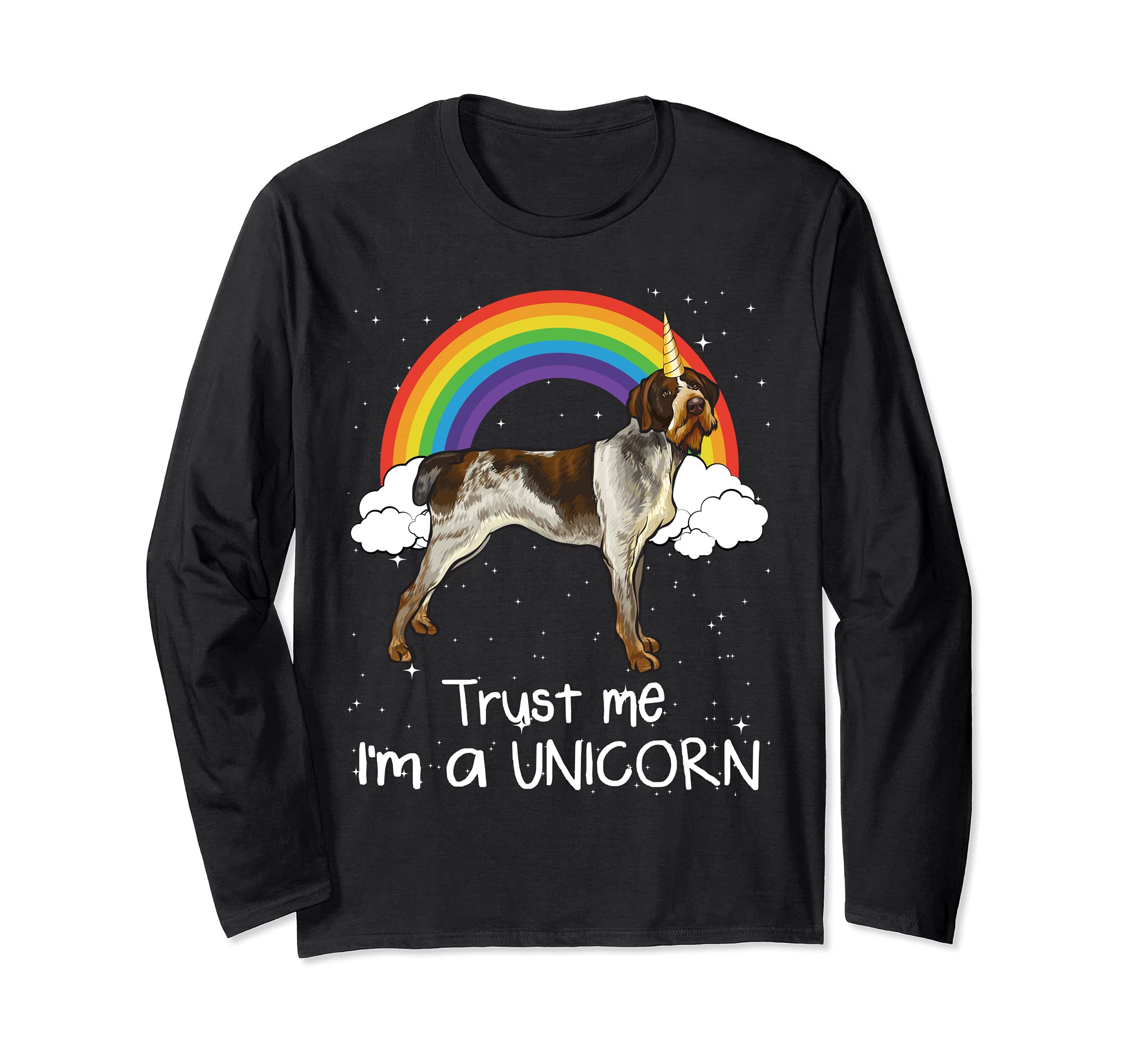 Rainbow German Wirehaired Pointer Trust Me I'm A Unicorn Dog Long Sleeve T-Shirt