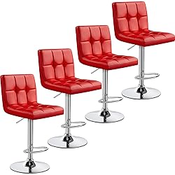 Yaheetech Bar Stools Set of 4, Adjustable PU