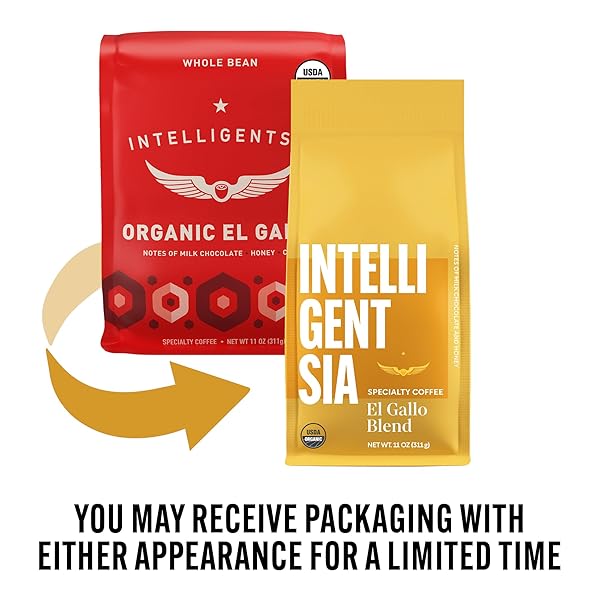 INTELLIGENTSIA COFFEE, USDA ORGANIC LIGHT ROAST WHOLE BEAN COFFEE – EL GALLO BLEND 11 OUNCE BAG