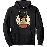 Cat Ramen Funny Graphic Tees Japanese Kawaii Cat Anime Pullover Hoodie