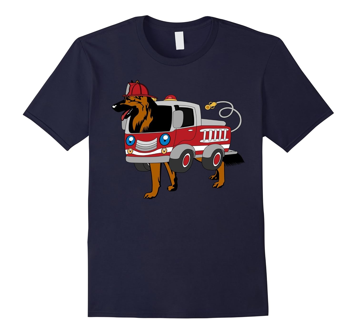 German Shepherd Firefighter Firetruck T-shirt Puppy Fireman-ANZ