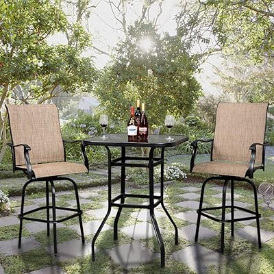Buy Vingli Outdoor Bar Table Bistro Table Metal Frame Patio Bar Table Tempered Glass Table Top All Weather Outdoor Bar Height Black Online In Italy B084wtw33c