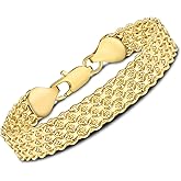 kptophk 14K Gold 10mm Mesh Chain Link Bracelet | Gold Bracelets For Women | Jewelry Gift