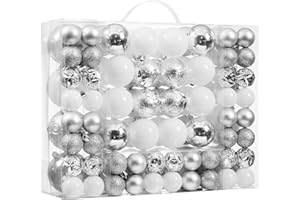 WIRONLST 87-Pack Shatterproof Christmas Ball Ornaments Set, Christmas Tree Decorations with Hand-held Gift Package for Xmas Tree Holiday Wedding Party, Silver