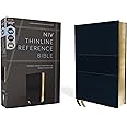 NIV, Thinline Reference Bible (Deep Study at a Portable Size), Leathersoft, Navy, Red Letter, Comfort Print