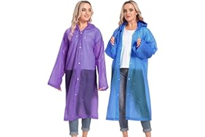 HOOMBOOM Rain Ponchos for Adults Reusable Raincoats Survival Heavy Duty Military Impermeable 2 Packs Rain Coat…