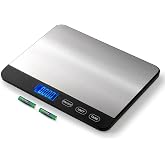 Ionsno Food Scale 44lb/20kg, Extra-Large Platform Digital Kitchen Scale, 1g/0.1oz High Precision, Stainless Steel/Tempered Glass, Weight Grams and oz for Cooking Baking Meal Prep Sourdough Bread
