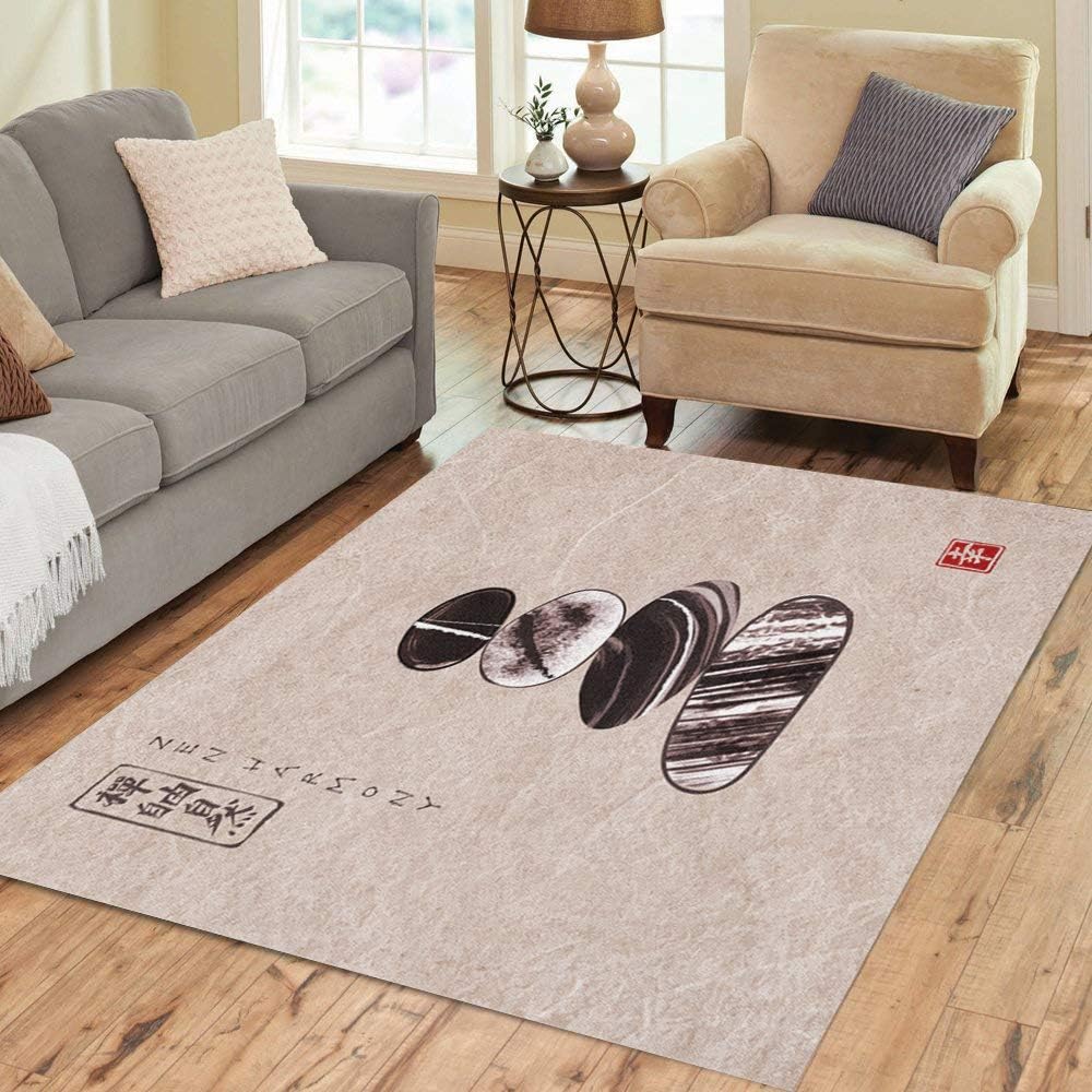 Semtomn Area Rug 2' X 3' Pebble Zen Stones Balance on