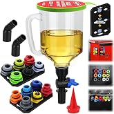 18-Piece Engine Oil Funnel Kit, 1.59QT/1.5L Automotive Oil Funnel Set with 12 Adapters, Elbow Fitting, Arrow Screen and Magnetic Storage Hooks Tray, Compatible with GM, Ford, BMW, Audi, Land Rover Etc