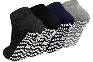 ZAKASA Non-Slip Grip Socks for Men: Non Skid Grippy Socks Anti Slip Gripper for Elderly Hospital Yoga Pilates