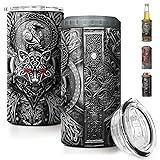 SANDJEST Wolf Tumbler Raven Viking 4 in 1 16oz