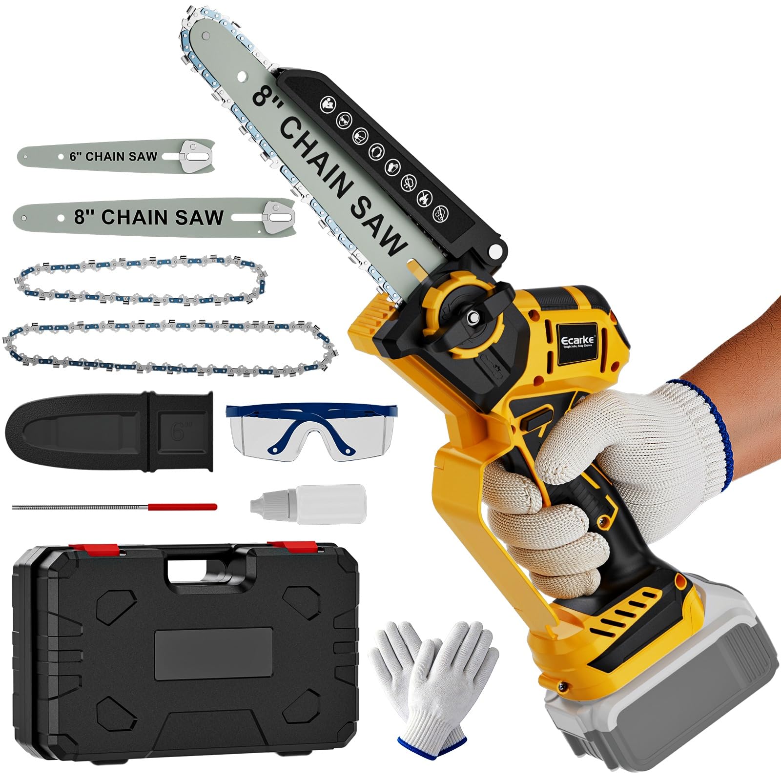 Photo 1 of Mini Chainsaw Compatible with Dewalt 20V, 8 Inch & 6 Inch Cordless Chain Saw Brushless, Electric Hand Tree Saw 2-IN-1 for Garden Tools, Branch Wood Cutting, Tree Trimming, Man Women (Tool Only)