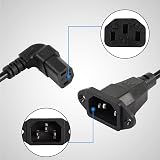 CERRXIAN Panel Mount C14 to 90 Degree C13 PDU Power Cable 0.3M 10A 250V view 2