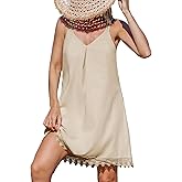 CUPSHE Women Swimsuit Cover Ups Cotton Sleeveless Cross Back Beach Coverup Dress