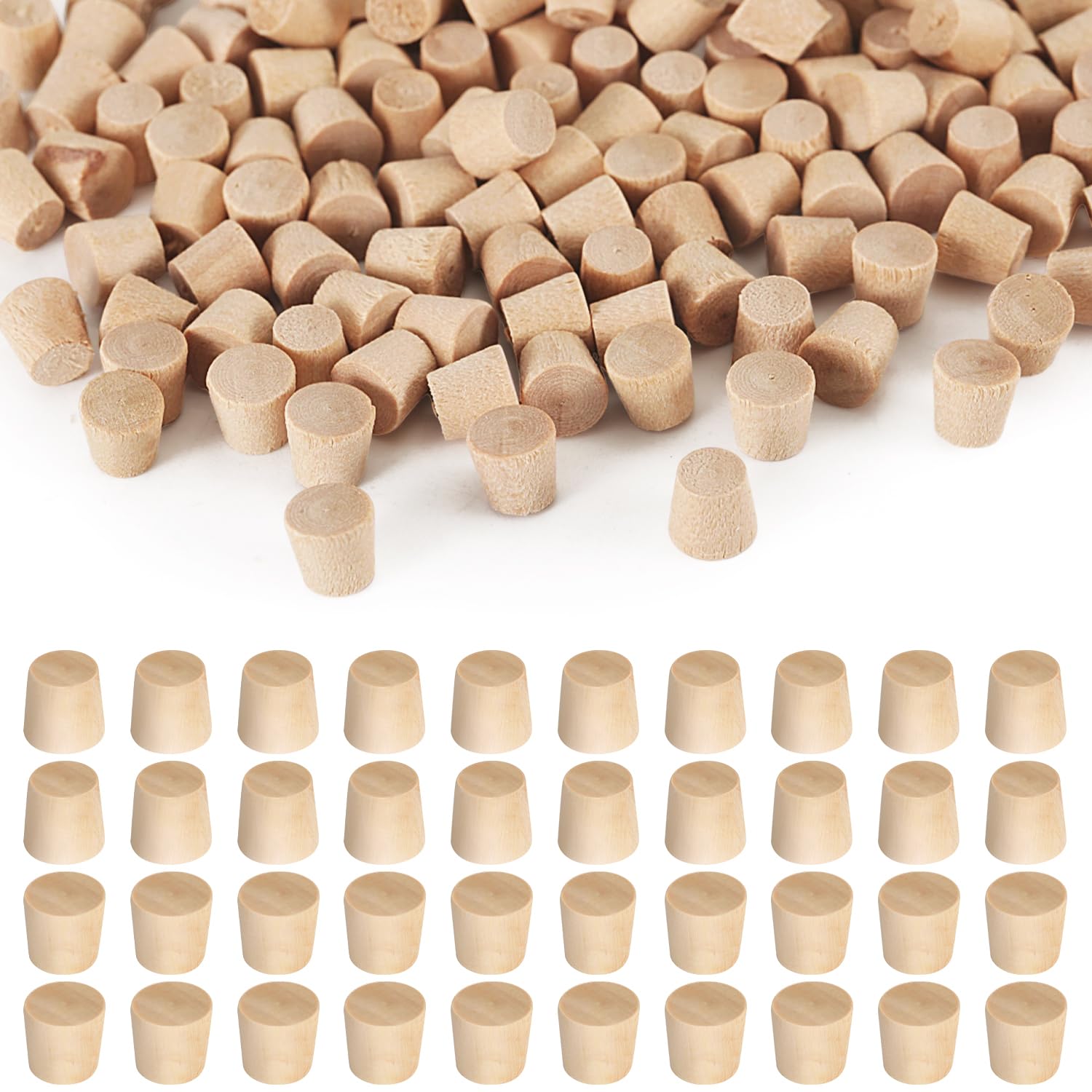 NQEUEPN 160pcs Flat Head Wood Plugs, 3/16 Inch Wooden Screw Plugs, Brown