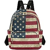 ALAZA Vintage American Flag Mini Backpack Purse for Women Travel Bag Fashion Daypack Back Pack Shoulder Bag