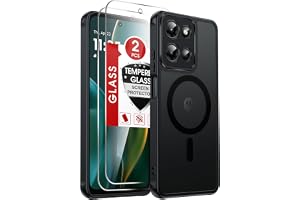 LeYi for Motorola Moto-G-2025 Case: Moto G 2025 Phone Case [MagSafe Fit] with [2 Packs] Screen Protector, Raised Camera Guard Slim Matte Translucent Smooth Soft-Touch Funda para G5G 2025, Black