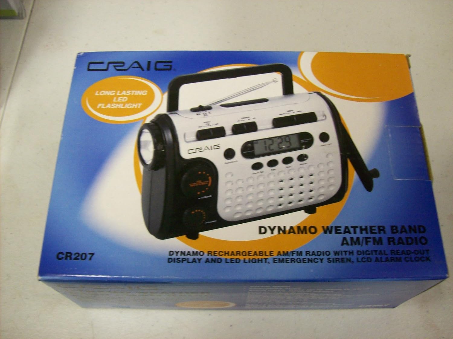 Craig Dynamo Weather Band AM/FM Radio w/ LED Flashlight Model CR207