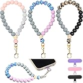 Landical 3 Pack Silicone Beaded Phone Wrist Strap Keychain Bracelet Cute Car Key Chain Hand Free Chain Bracelet for Women(Light Color)