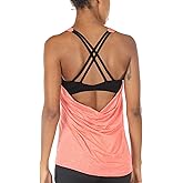icyzone Workout Tank Tops Built in Bra - Women's Strappy Athletic Yoga Tops, Exercise Running Gym Shirts