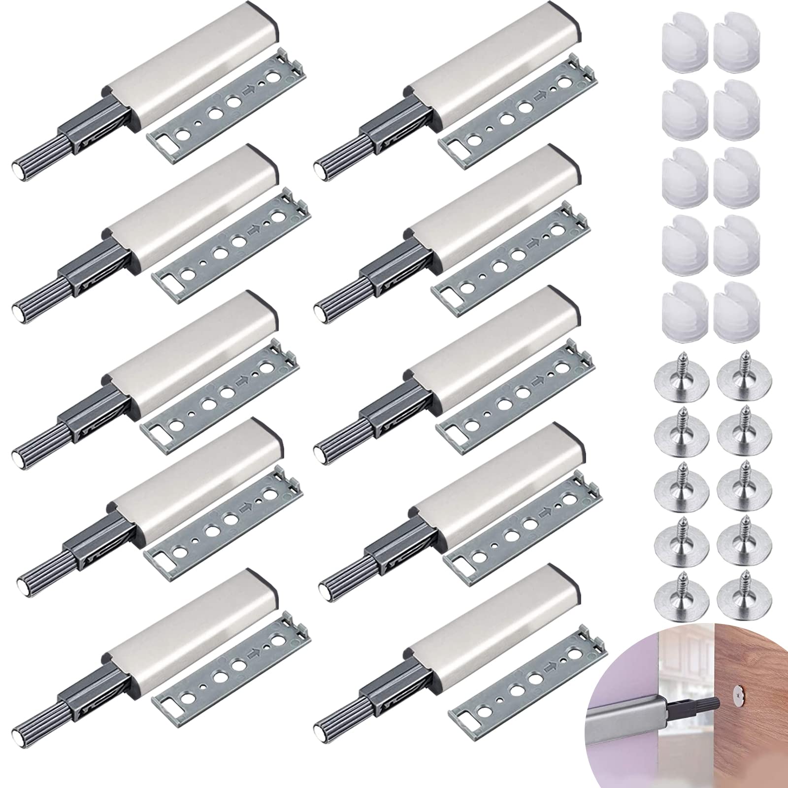 ZOLISCHE 10 Pack Push to Open Door Catches Cupboard Magnetic Door Catch Latch for Kitchen Closet Cabinet Wardrobe Drawer Closure Closer
