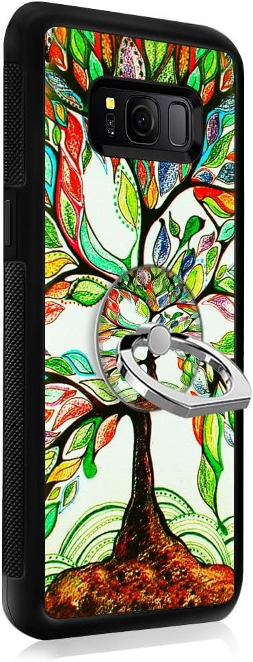 Samsung Galaxy S8 Case with Ring Holder Stand Colorful Tree, YC Hongda Series - Ultra Slim Luxury Case Cover With 360 Rotating Ring Grip/Stand Holder/Kickstand For Samsung Galaxy S8, black